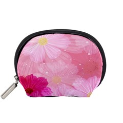 Cosmos Flower Floral Sunflower Star Pink Frame Accessory Pouches (small)  by Mariart