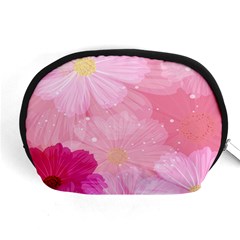 Cosmos Flower Floral Sunflower Star Pink Frame Accessory Pouches (medium)  by Mariart