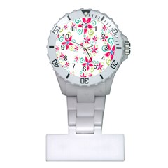 Flower Beauty Sexy Rainbow Sunflower Pink Green Blue Plastic Nurses Watch