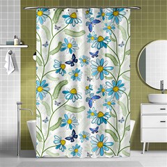 Flower Blue Butterfly Leaf Green Shower Curtain 48  X 72  (small) 