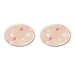 Flower Bird Love Pink Heart Valentine Animals Star Cufflinks (oval)