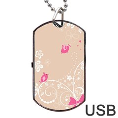 Flower Bird Love Pink Heart Valentine Animals Star Dog Tag Usb Flash (one Side) by Mariart