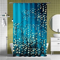 Flower Back Leaf River Blue Star Shower Curtain 48  X 72  (small) 