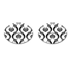 Flower Floral Black Sexy Star Black Cufflinks (oval)