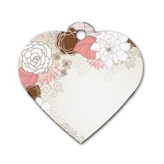 Flower Floral Rose Sunflower Star Sexy Pink Dog Tag Heart (two Sides)