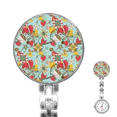 Flower Fruit Star Polka Rainbow Rose Stainless Steel Nurses Watch