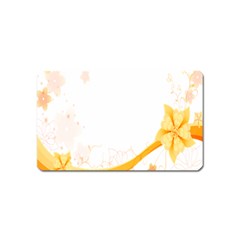 Flower Floral Yellow Sunflower Star Leaf Line Magnet (name Card)