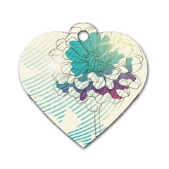 Flower Rose Purple Sunflower Lotus Dog Tag Heart (one Side)