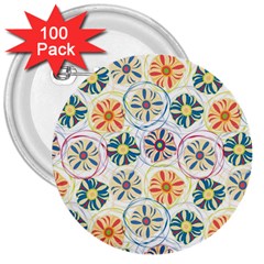 Flower Rainbow Fan Sunflower Circle Sexy 3  Buttons (100 Pack)  by Mariart