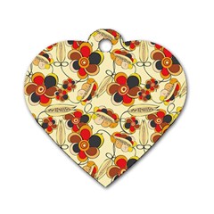 Flower Seed Rainbow Rose Dog Tag Heart (two Sides)