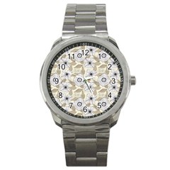 Flower Rose Sunflower Gray Star Sport Metal Watch