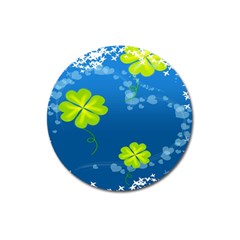 Flower Shamrock Green Blue Sexy Magnet 3  (round)