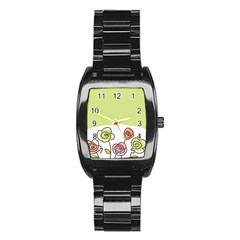 Flower Simple Green Rose Sunflower Sexy Stainless Steel Barrel Watch