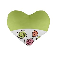 Flower Simple Green Rose Sunflower Sexy Standard 16  Premium Flano Heart Shape Cushions by Mariart