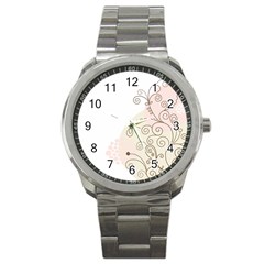 Flower Simple Pink Sport Metal Watch