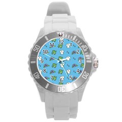 Frog Ghost Rain Flower Green Animals Round Plastic Sport Watch (l)