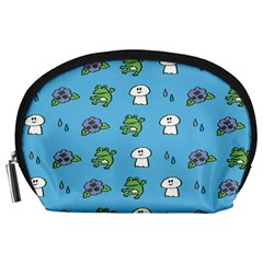 Frog Ghost Rain Flower Green Animals Accessory Pouches (large)  by Mariart