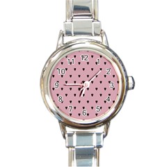 Love Black Pink Valentine Round Italian Charm Watch