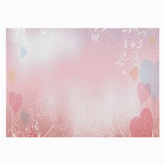 Love Heart Pink Valentine Flower Leaf Large Glasses Cloth (2-side) by Mariart