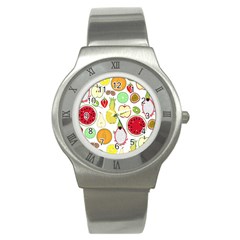 Mango Fruit Pieces Watermelon Dragon Passion Fruit Apple Strawberry Pineapple Melon Stainless Steel Watch