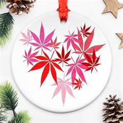 Marijuana Cannabis Rainbow Pink Love Heart Ornament (round)