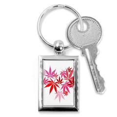 Marijuana Cannabis Rainbow Pink Love Heart Key Chains (rectangle) 