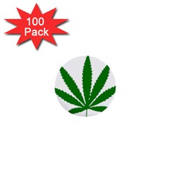 Marijuana Weed Drugs Neon Cannabis Green Leaf Sign 1  Mini Buttons (100 Pack) 