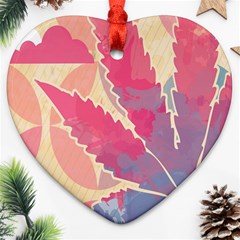 Marijuana Heart Cannabis Rainbow Pink Cloud Ornament (heart) by Mariart