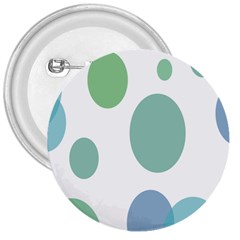 Polka Dots Blue Green White 3  Buttons