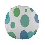 Polka Dots Blue Green White Standard 15  Premium Flano Round Cushions Front