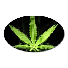 Marijuana Weed Drugs Neon Green Black Light Oval Magnet