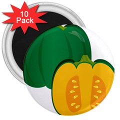 Pumpkin Peppers Green Yellow 3  Magnets (10 Pack)  by Mariart