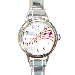 Musical Net Purpel Orange Note Round Italian Charm Watch