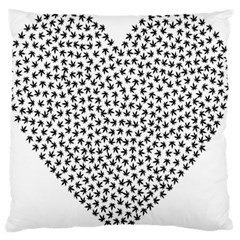 Marijuana Heart Cannabis Black Love Large Flano Cushion Case (two Sides) by Mariart