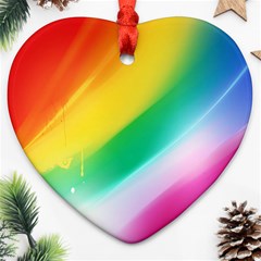 Red Yellow White Pink Green Blue Rainbow Color Mix Heart Ornament (two Sides) by Mariart