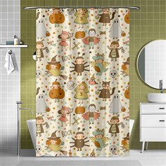 Sinister Helloween Cat Pumkin Bat Ghost Polka Dots Vampire Bone Skull Shower Curtain 48  X 72  (small)  by Mariart