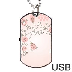 Simple Flower Polka Dots Pink Dog Tag Usb Flash (one Side)