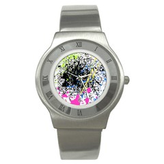 Spot Paint Pink Black Green Yellow Blue Sexy Stainless Steel Watch