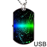 Space Galaxy Green Blue Black Spot Light Neon Rainbow Dog Tag USB Flash (One Side) Front