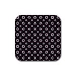 Sunflower Star Floral Purple Pink Rubber Coaster (Square)  Front