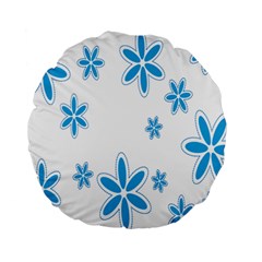 Star Flower Blue Standard 15  Premium Round Cushions by Mariart