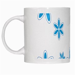 Star Flower Blue White Mugs by Mariart