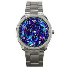 Dark Neon Stuff Blue Red Black Rainbow Light Sport Metal Watch by Mariart