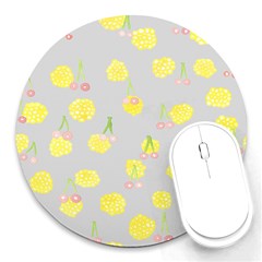 Cute Fruit Cerry Yellow Green Pink Round Mousepads