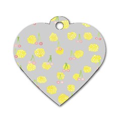 Cute Fruit Cerry Yellow Green Pink Dog Tag Heart (two Sides)