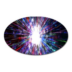 Seamless Animation Of Abstract Colorful Laser Light And Fireworks Rainbow Oval Magnet by Mariart