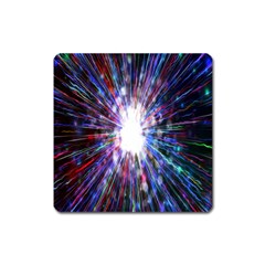 Seamless Animation Of Abstract Colorful Laser Light And Fireworks Rainbow Square Magnet by Mariart