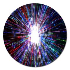 Seamless Animation Of Abstract Colorful Laser Light And Fireworks Rainbow Magnet 5  (round) by Mariart