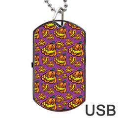 Halloween Colorful Jackolanterns  Dog Tag Usb Flash (one Side) by iCreate