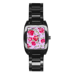 Shabby Chic,pink,roses,polka Dots Stainless Steel Barrel Watch by NouveauDesign